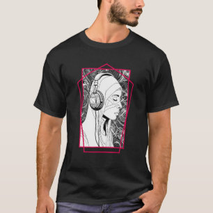Techno Vaporwave Nun Christlich Music Headphone T-Shirt