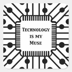 Technologie ist meine Muse Quadratischer Aufkleber