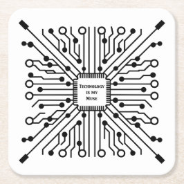 Technologie ist meine Muse Rechteckiger Pappuntersetzer