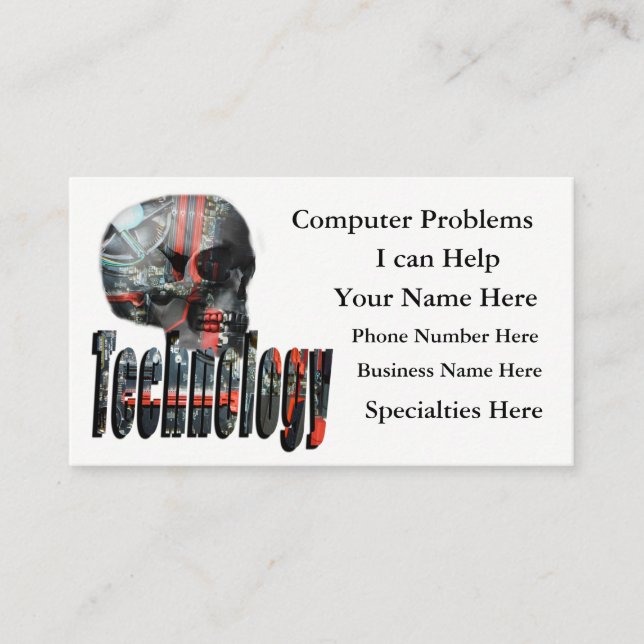 Technologie-Logo und Computerskull, Visitenkarte (Vorderseite)