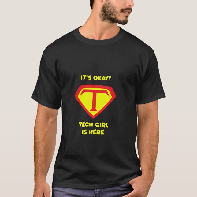 Technologie-Support-Mädchen Weibliche Computertech T-Shirt (Vorderseite)