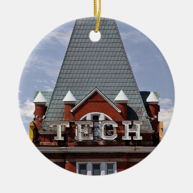 Technologie-Turm-Weihnachtsverzierung Keramik Ornament (Vorne)