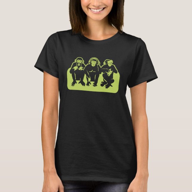 Technologie-Verschwörungstheorie, drei kluge Affen T-Shirt (Vorderseite)