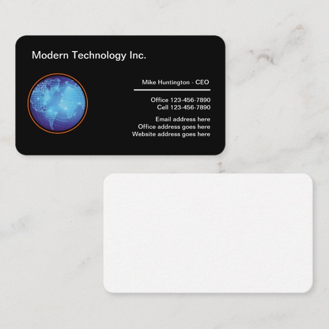 Technologiethema Visitenkarten an abgerundeten Eck Visitenkarte (Vorne/Hinten)