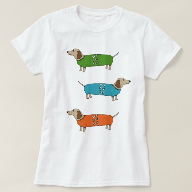 Teckel de chiens de saucisse dans le T-shirt de (Design devant)
