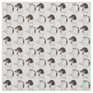 Teckel et copie japonaise de tissu de queue