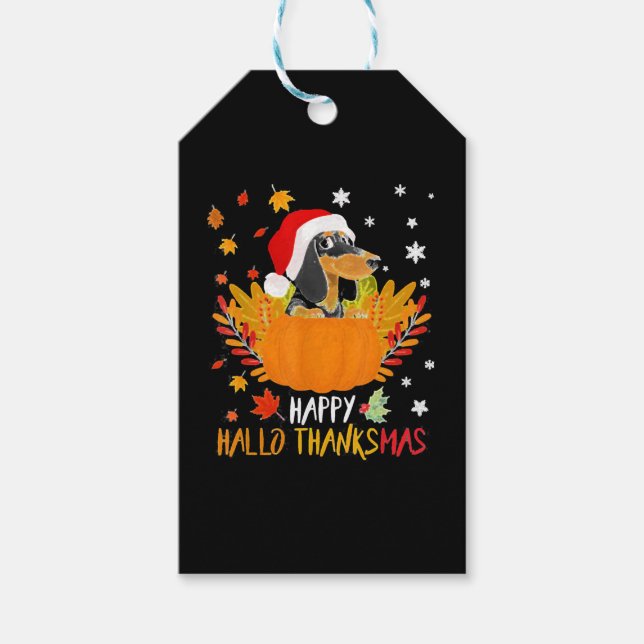 Teckel Halloween Thanksgiving Halloween Geschenkanhänger (Vorderseite)