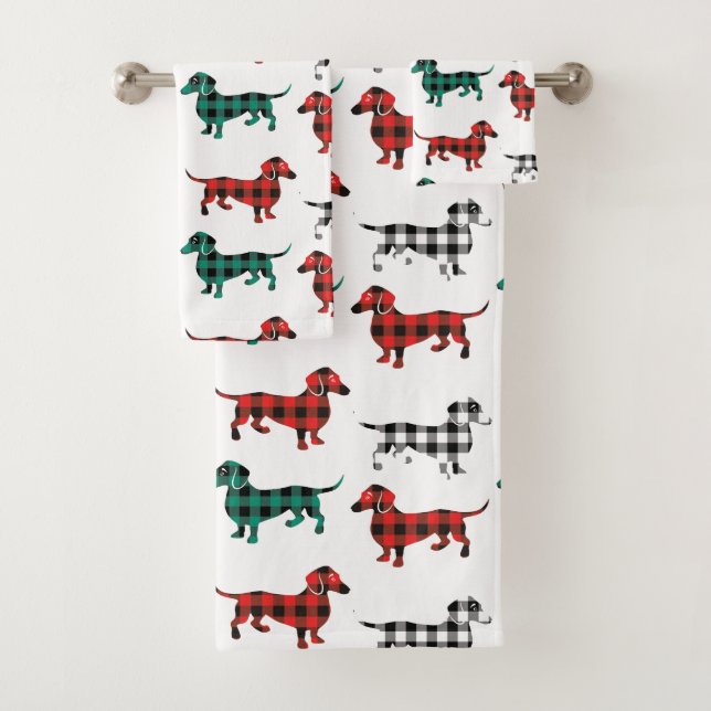 Teckels de plaid de Buffalo de motif de Noël (En situation)