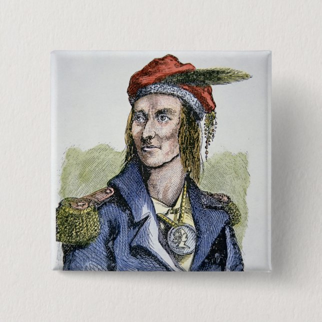 Tecumseh (1768-1813) (farbiger Stich) Button (Vorderseite)