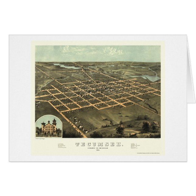 Tecumseh, panoramische Karte MI - 1868 (Vorderseite (Horizontal))