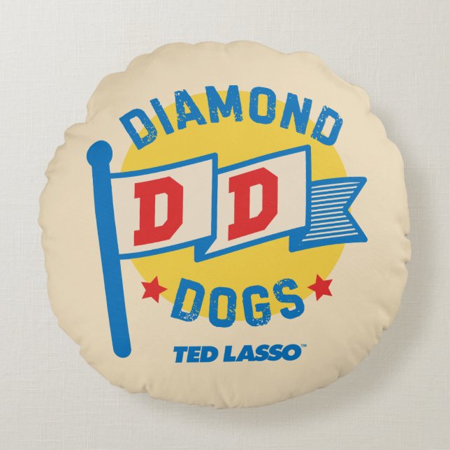 Ted Lasso | Diamond Dogs Pennant Graphic Rundes Kissen (Vorderseite)