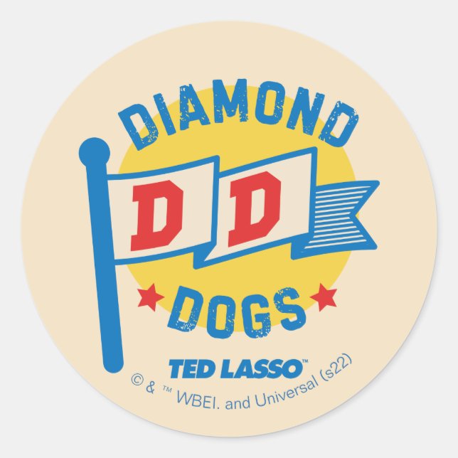 Ted Lasso | Diamond Hogs Pennant Graphic Runder Aufkleber (Vorderseite)