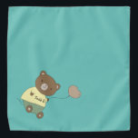 Tedd E. Teddy Bear Personalisiertes Aquamarines Ti Halstuch<br><div class="desc">Ein aquamariner Hintergrund und ein niedlicher Teddybär mit rosa Nase... einen Ballon halten. Auf seinem Bauch hat er den Namen deines Haustieres. Die Hintergrundfarbe ist anpassbar,  ebenso wie der Schriftart,  die Farbe des Schriftartes und der Name... über das Menü Bearbeiten. Mach' es dir zu eigen!</div>