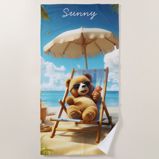Teddy at the Beach - Bärentücher für Sommerspass Strandtuch (Vorderseite)