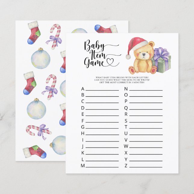 Teddy - Baby Item Game. Baby Shower Game (Vorne/Hinten)