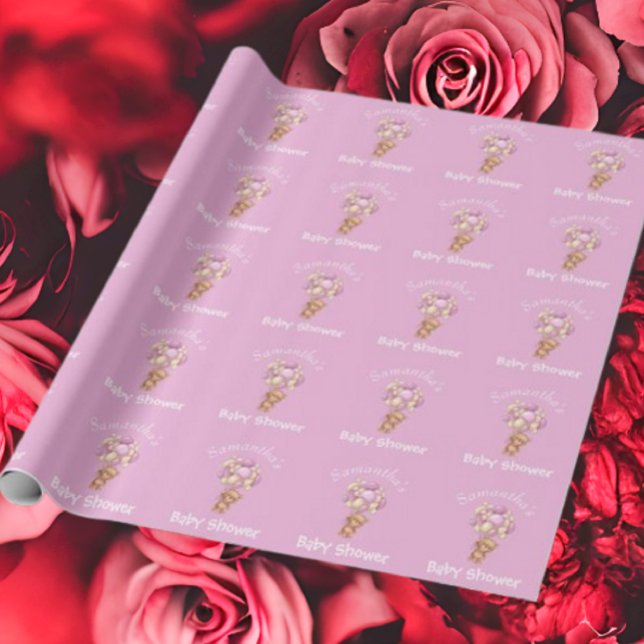 Teddy Balloon Baby Dusche Pink Geschenkpapier (Bring your dream party to life with our selection of quality Teddy Bear themed party supplies )