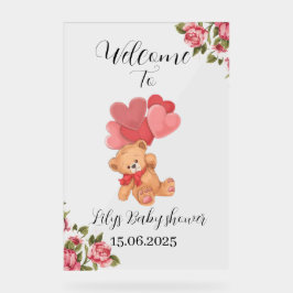 Teddy Bär Acryl Babydusche Acrylschild