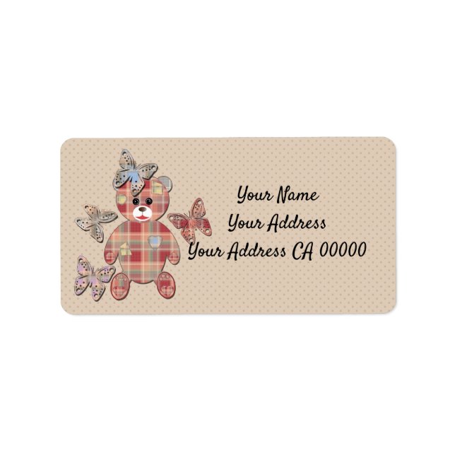 Teddy Bär Adressaufkleber (Vorne)