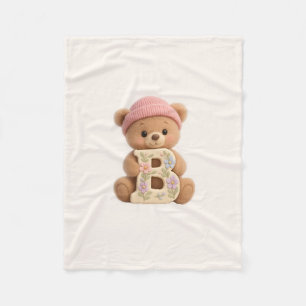 Teddy Bär Anfangsbuchstabe B Baby Mädchen Geschenk Fleecedecke