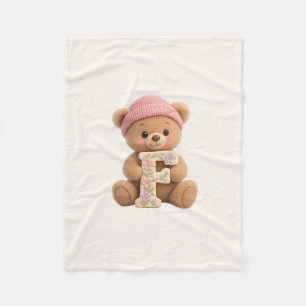 Teddy Bär Anfangsbuchstabe F Baby Mädchen Geschenk Fleecedecke