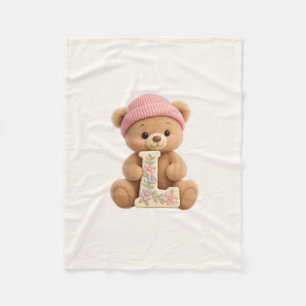 Teddy Bär Anfangsbuchstabe L Baby Mädchen Geschenk Fleecedecke