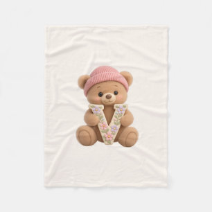 Teddy Bär Anfangsbuchstabe V Baby Mädchen Geschenk Fleecedecke