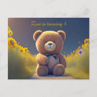 Teddy Bär auf der Wiese, niedliche Kinder jeden Al Einladungspostkarte