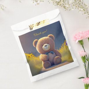 Teddy Bär auf der Wiese, niedlicher Brauch Geschenktütchen