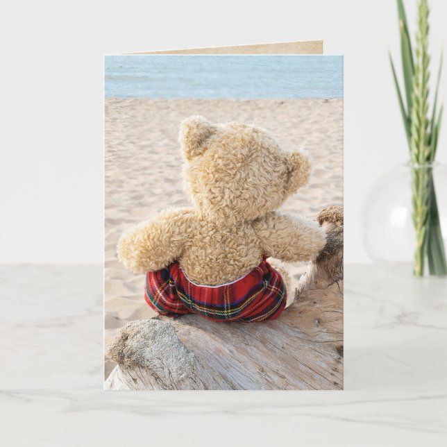 Teddy Bär auf Treibholz Karte (Vorderseite)