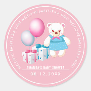 Teddy-Bär   Baby Girl Baby Shower Fevor Stickers