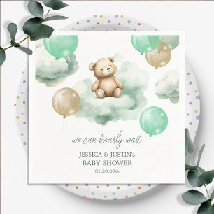 Teddy-Bär-Baby-Party grüne und neutrale Ballons Serviette