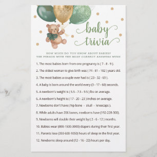 Teddy-Bär-Baby-Quiz-Spiel Baby Shower