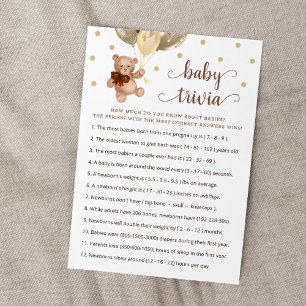 Teddy-Bär-Baby-Trivia-Baby-Shower-Spielkarte Einladung
