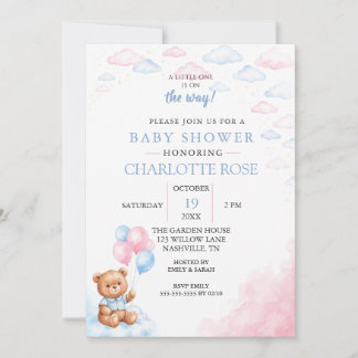 Teddy-Bär-Ballon-Baby-Shower-Einladung Einladung