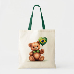 Teddy Bär & Ballon mit der brasilianischen Flagge. Tragetasche