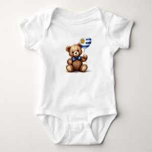 Teddy Bär & Ballon mit der Flagge Uruguays. Baby Strampler