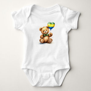 Teddy Bär & Ballon mit der gabunischen Fahne. Baby Strampler