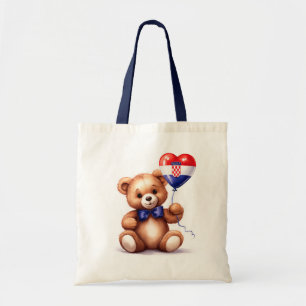 Teddy Bär & Ballon mit der kroatischen Flagge. Tragetasche