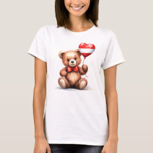 Teddy Bär & Ballon mit der österreichischen Flagge T-Shirt