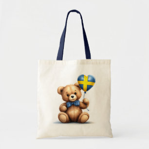 Teddy Bär & Ballon mit der schwedischen Flagge. Tragetasche