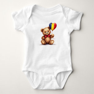 Teddy Bär & Ballon mit der tschadischen Flagge. Baby Strampler