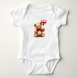 Teddy Bär & Ballon mit georgianischer Flagge. Baby Strampler