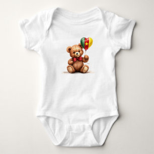 Teddy Bär & Ballon mit kamerunischer Flagge. Baby Strampler