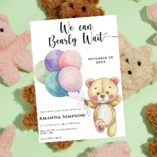 Teddy-Bär-Balloons-Baby-Party Einladung