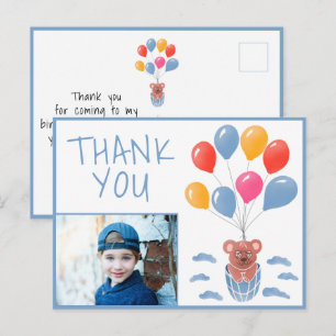 Teddy-Bär-Balloons Kinder Foto Geburtstag Danke  Postkarte