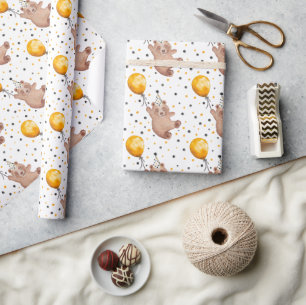 Teddy Bar Birthday Wrapping Paper - Aquarell Geschenkpapier