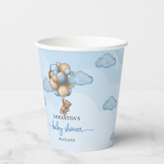 Teddy Bär blau-braun-beige Ballons Babydusche Pappbecher
