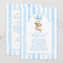 Teddy Bär Blau gestreifte Babyparty Alles in Einem