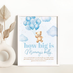 Teddy Bär blau wie groß ist Mama's Bauchspiel Poster