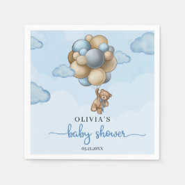 Teddy Bär blaubraune Ballons Babydusche Napkins Serviette